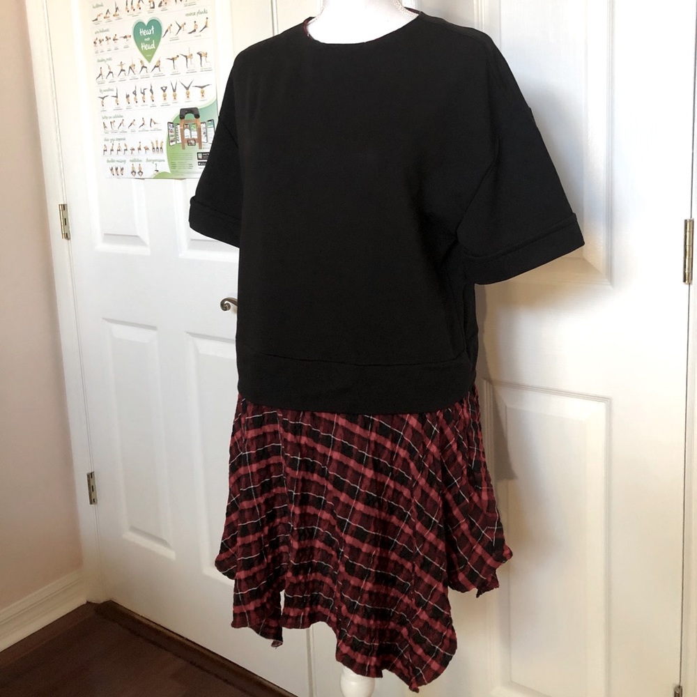 Zara Woman Black & Plaid Mini Dress/Tunic SZ XS